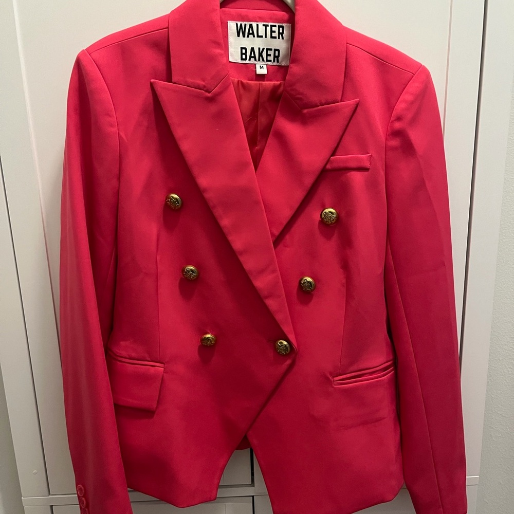 Walter Baker Women's Vibrant Pink Blazer with Gold Buttons